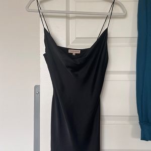 100% silk black cowl neck tank top